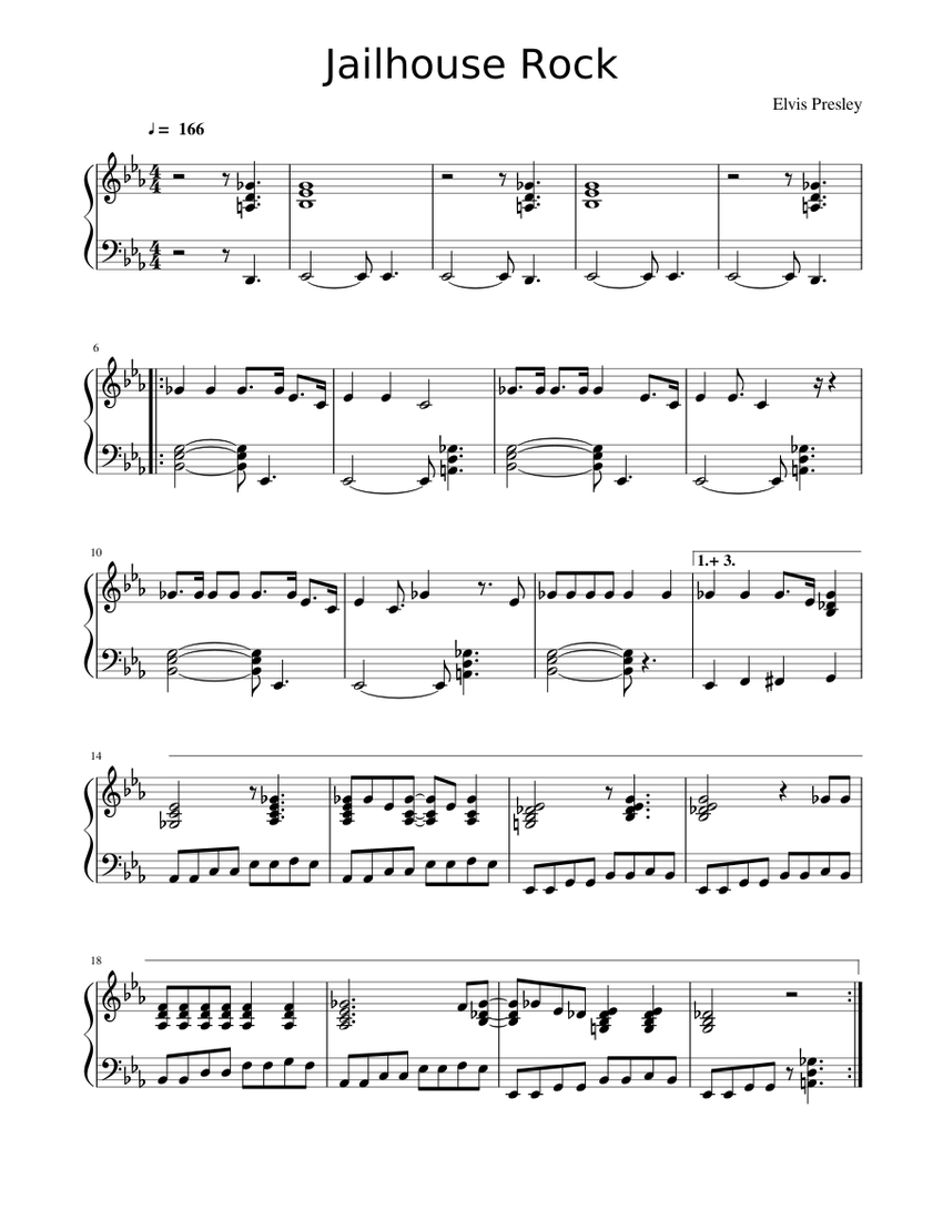 Jailhouse Rock Sheet music for Piano (Solo) | Musescore.com