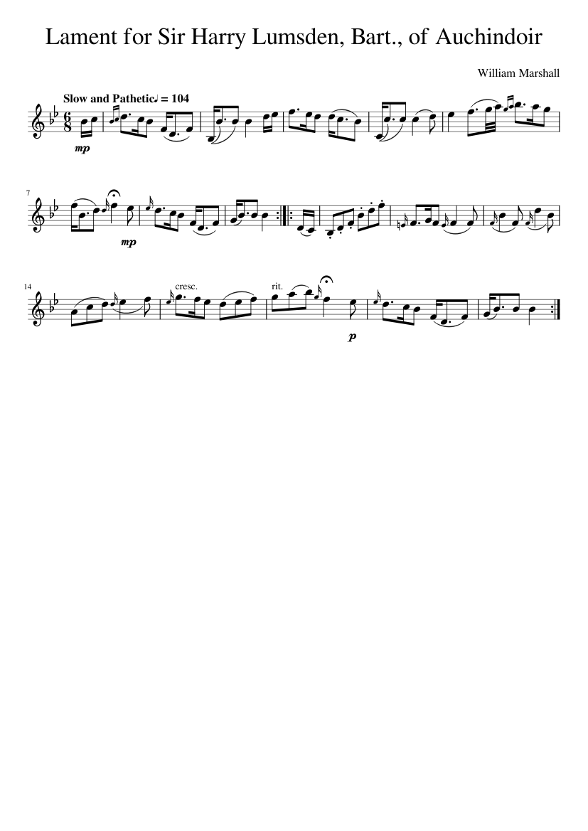 Lament for Sir Harry Lumsden Bart. of Auchindoir