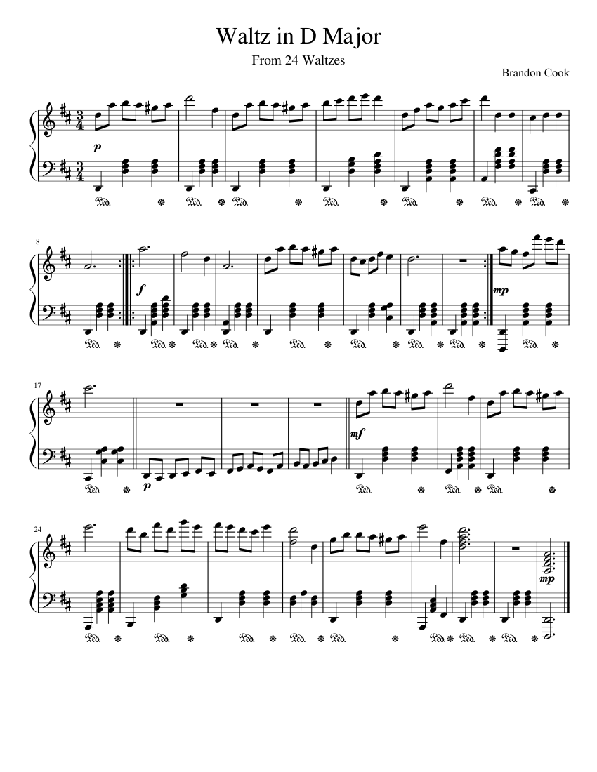 Waltz in D Major Sheet music for Piano (Solo) | Musescore.com
