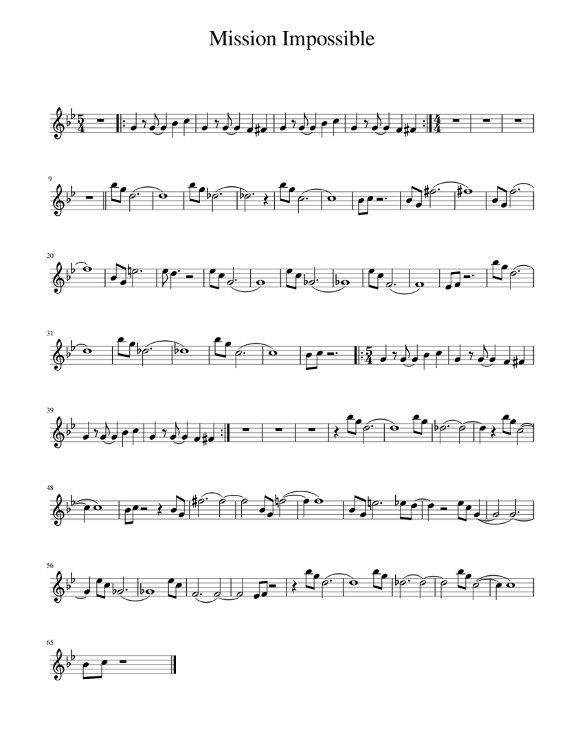 Mission Impossible Sheet music for Violin (Solo) | Musescore.com