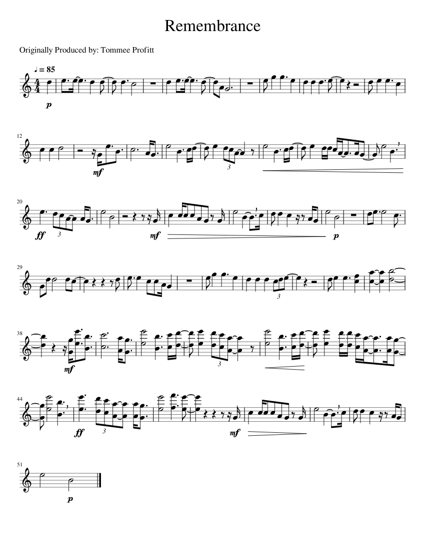 Remembrance Sheet music for Trumpet in bflat (Solo)