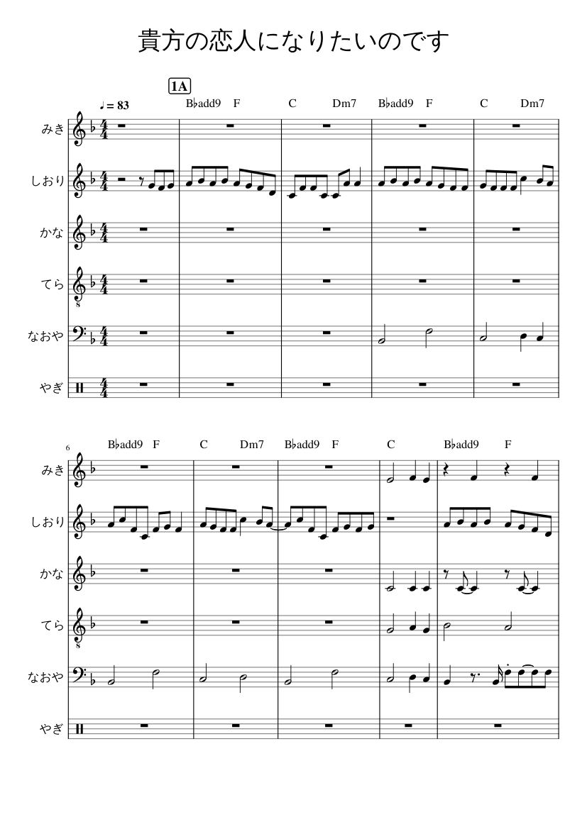 貴方の恋人になりたいのです Sheet Music For Piano Drum Group Mixed Ensemble Musescore Com