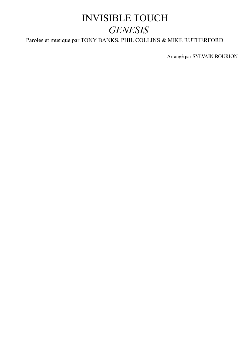 Michael Rutherford Invisible Touch INVISIBLE TOUCH Sheet Music for Piano, Tuba, Flute, Clarinet other ...