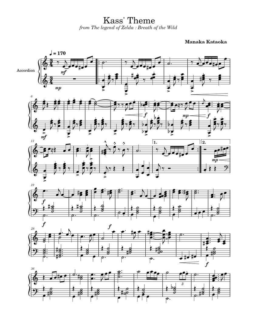 Kass' Theme – Manaka Kataoka - piano tutorial