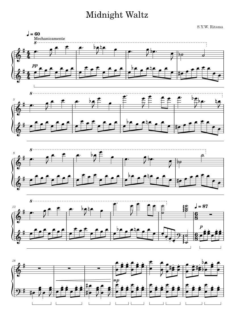 Midnight Waltz - Ritsma Sheet music for Piano (Solo) | Musescore.com