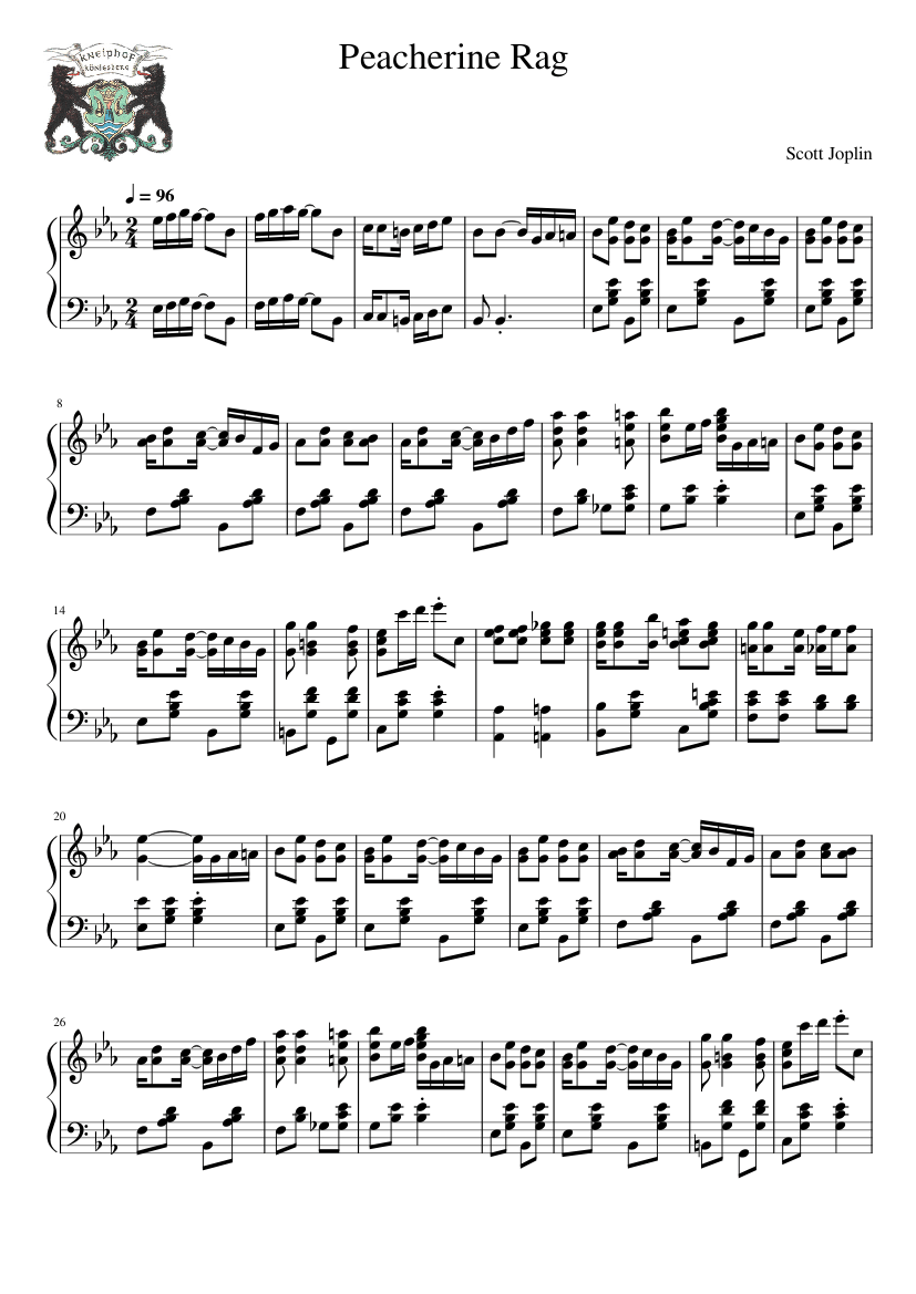 Peacherine Rag Scott Joplin Sheet Music for Piano (Solo) | MuseScore.com