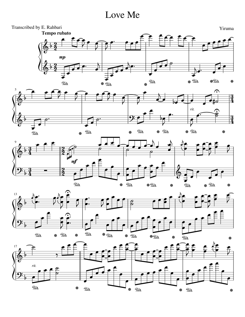 Logically Corresponding Southeast Yiruma - Love Me Sheet music for Piano (Solo) | Musescore.com