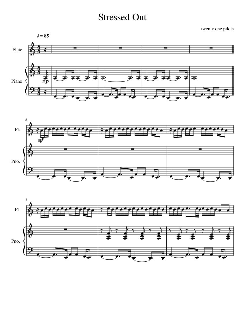 Stressed Out Sheet music for Piano, Flute (Solo) | Musescore.com