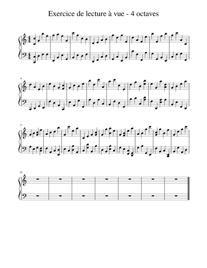 Exercice de lecture vue 4 octaves Sheet music for Piano (Solo) |  Musescore.com