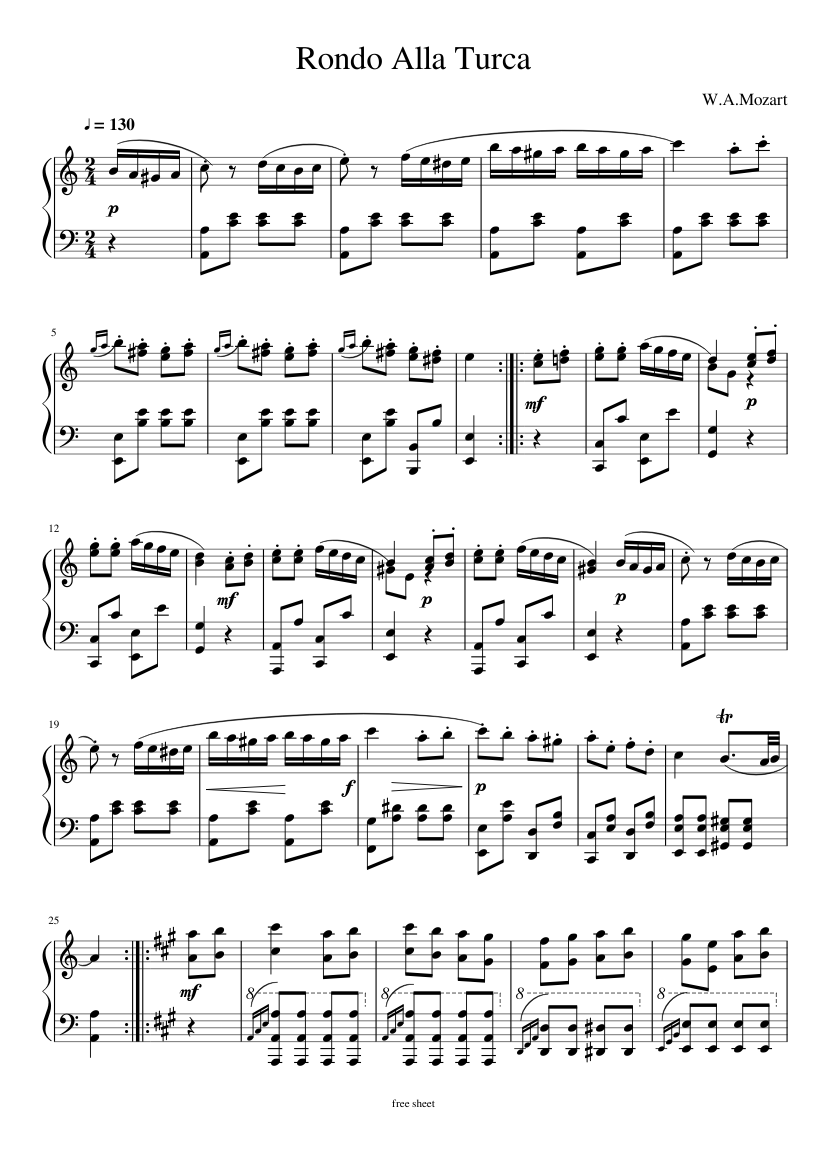 Türkischer Marsch Sheet music for Piano (Solo) | Musescore.com