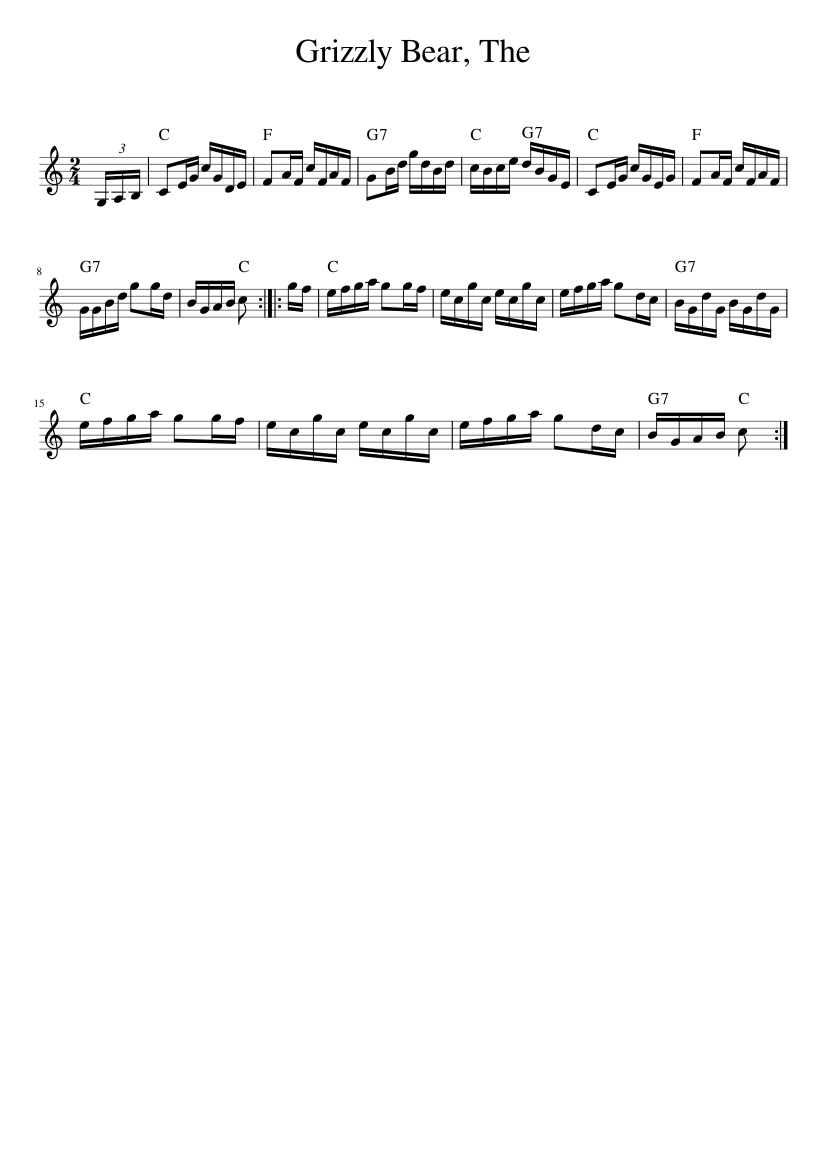 The Grizzly Bear Sheet Music for Piano (Solo) Easy | MuseScore.com
