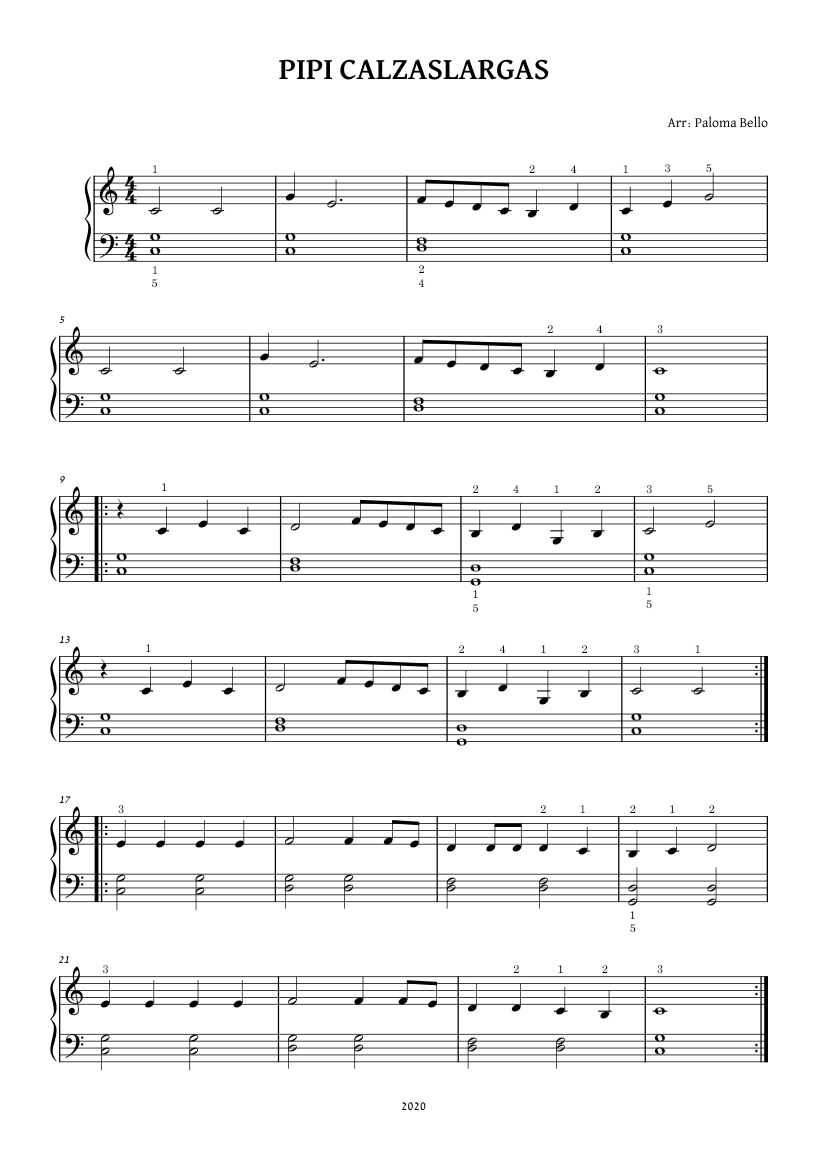 Pippi Langstrump Jan Johansson PIPI CALZASLARGAS Sheet Music For pippi-langstrump-jan-johansson-pipi-calzaslargas-sheet-music-for