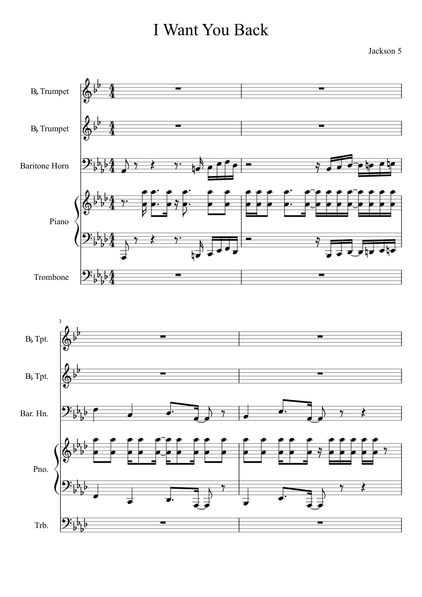 I want you back Sheet music for Piano, Trombone (Solo) | Musescore.com