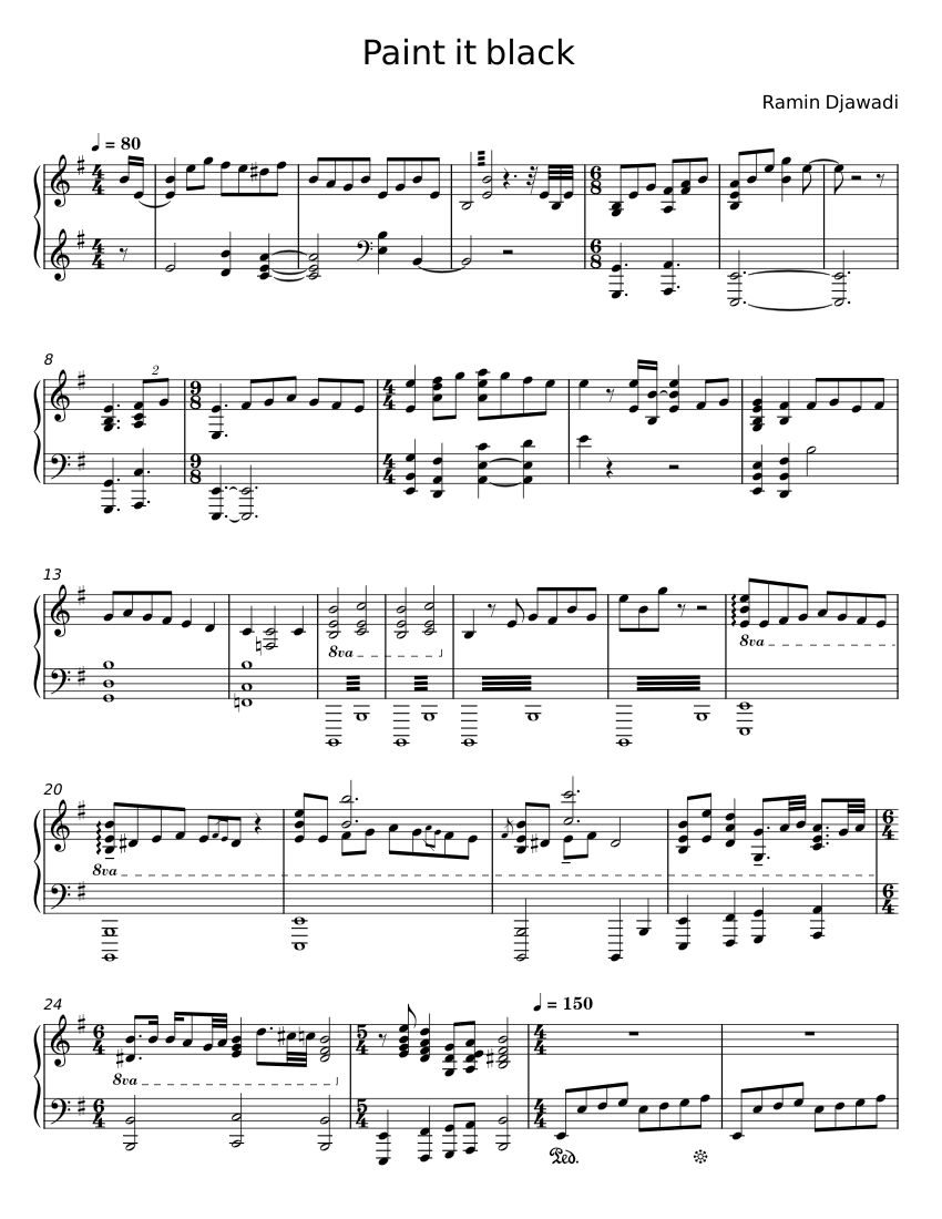 Paint it Black Ramin Djawadi Sheet music for Piano (Piano Duo
