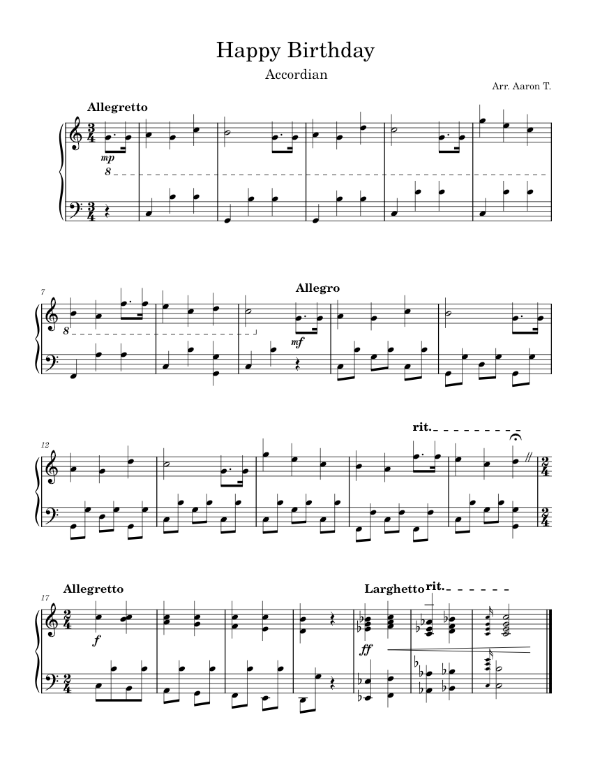 Happy Birthday to You – Misc Traditional Happy Birthday Sheet music for ...