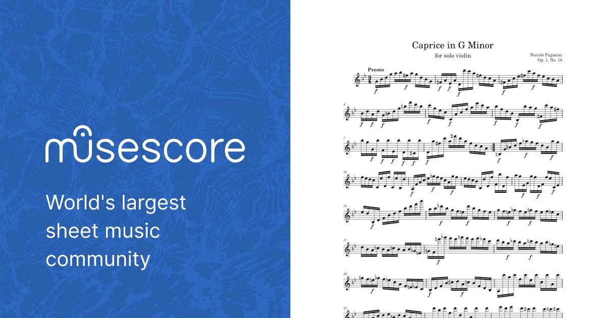 Solo Violin Caprice No. 16 in G Minor - N. Paganini, Op. 1, No. 16 Sheet  music for Violin (Solo) | Musescore.com