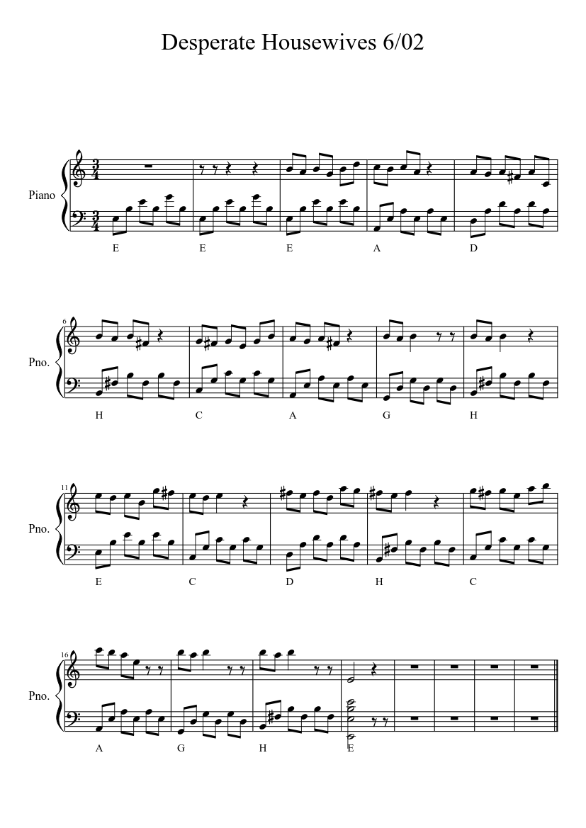 Desperate Housewives 6x02 Sheet music for Piano (Solo) | Musescore.com