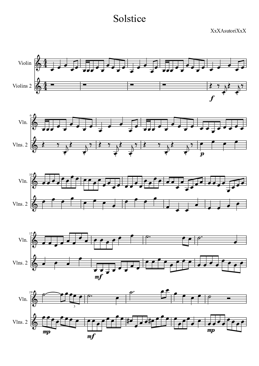 Solstice Sheet music for Violin (Solo) | Musescore.com