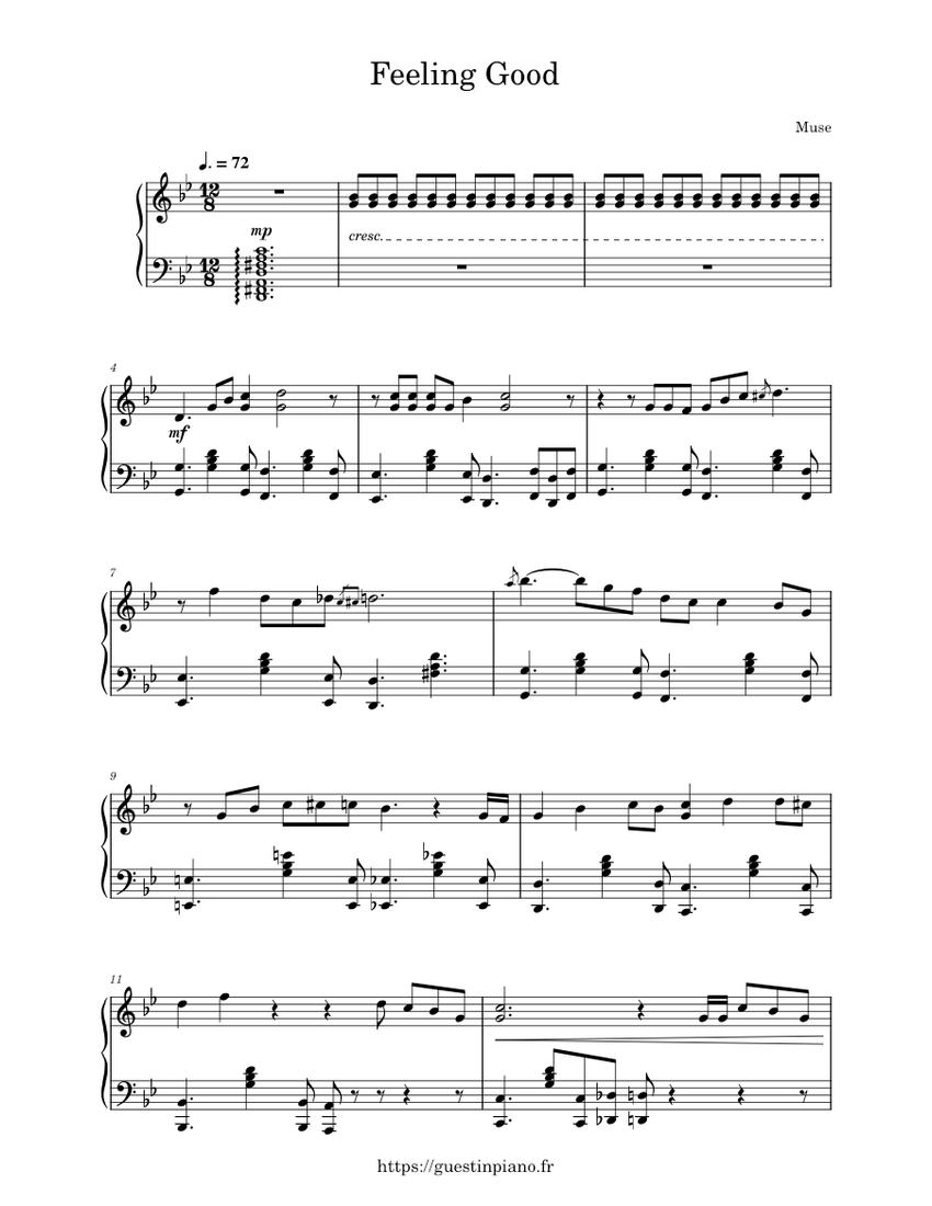 Feeling Good - Muse Sheet music for Piano (Solo) | Musescore.com