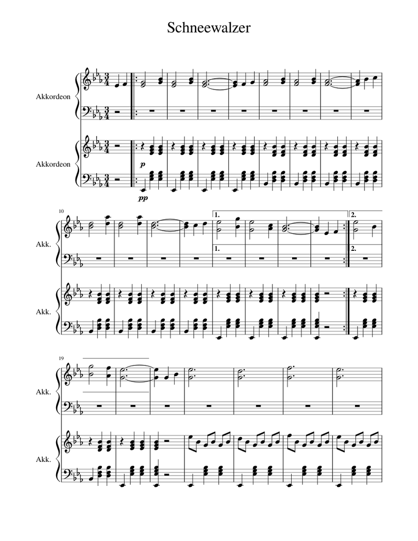 Schneewalzer Sheet music for Accordion (Mixed Duet)