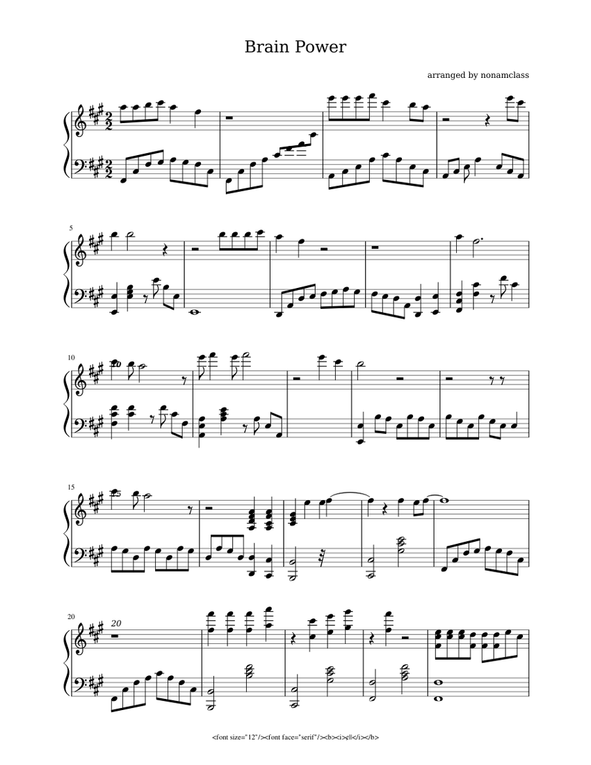 Brain Power Sheet music for Piano (Solo) | Musescore.com