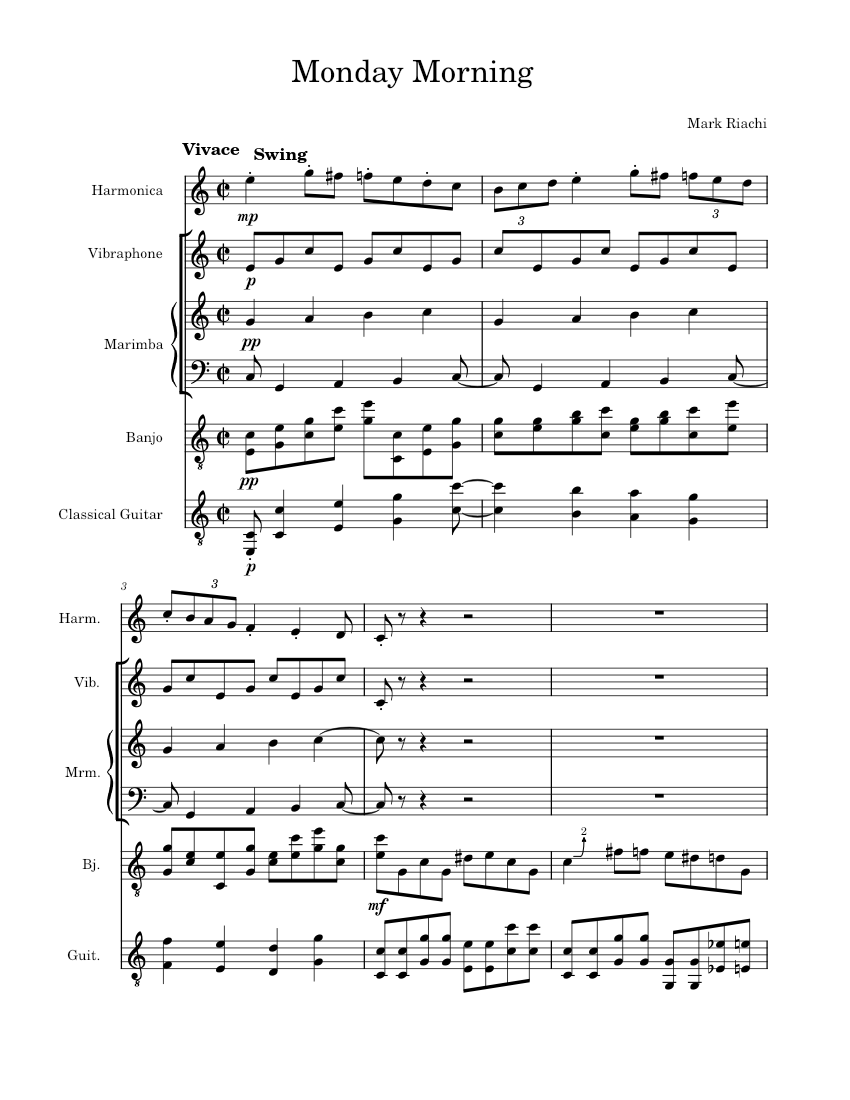 Monday Morning Sheet music for Vibraphone, Guitar, Marimba, Harmonica ...