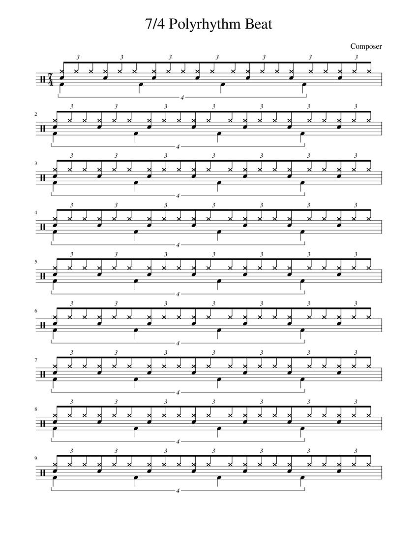 7 4 Polyrhythm Beat Sheet Music For Drum Group Solo Musescore 7-4-polyrhythm-beat-sheet-music-for-drum-group-solo-musescore
