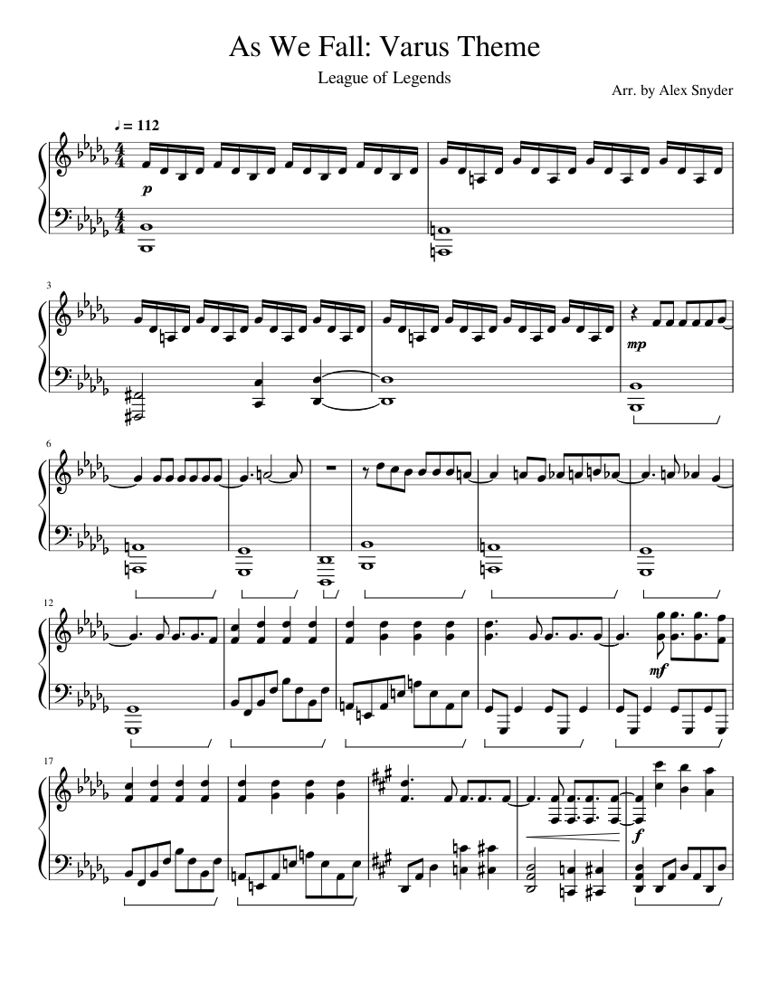 As We Fall- League of Legends Sheet music for Piano (Solo) | Musescore.com