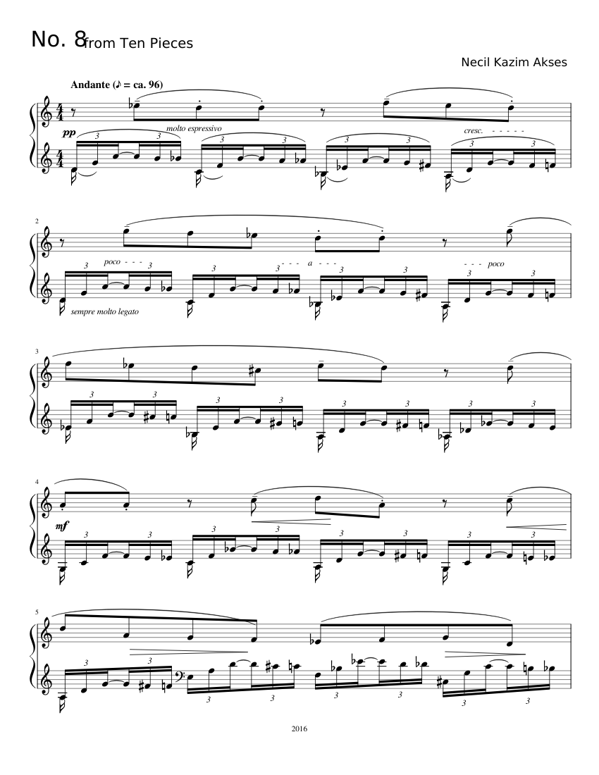 piano-piece-no-8-necil-kaz-m-akses-sheet-music-for-piano-solo