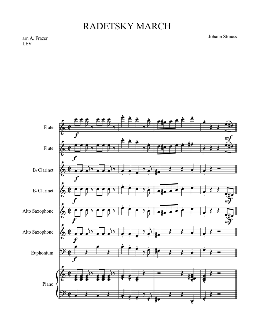 mesh opportunity Marvel Radetzky March Sheet music for Piano, Flute, Clarinet other (Mixed Quintet)  | Musescore.com
