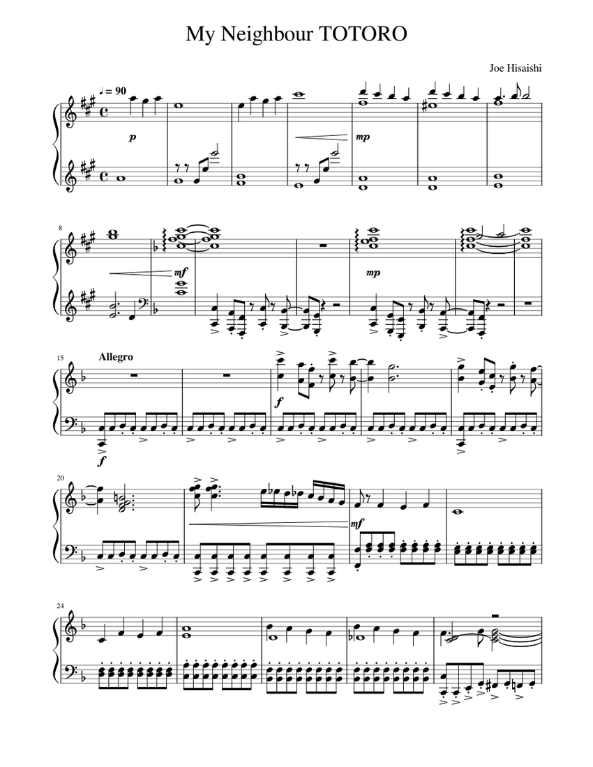 My Neighbour TOTORO Sheet music for Piano (Solo) | Musescore.com