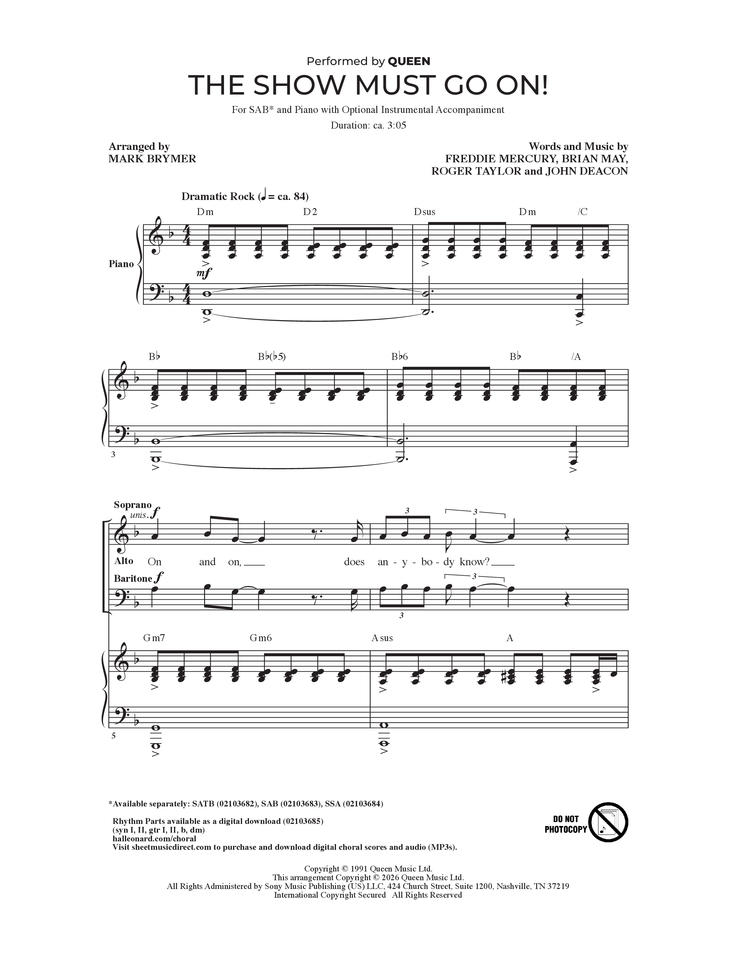 Play Official version of The show must go on Sheet Music by Queen