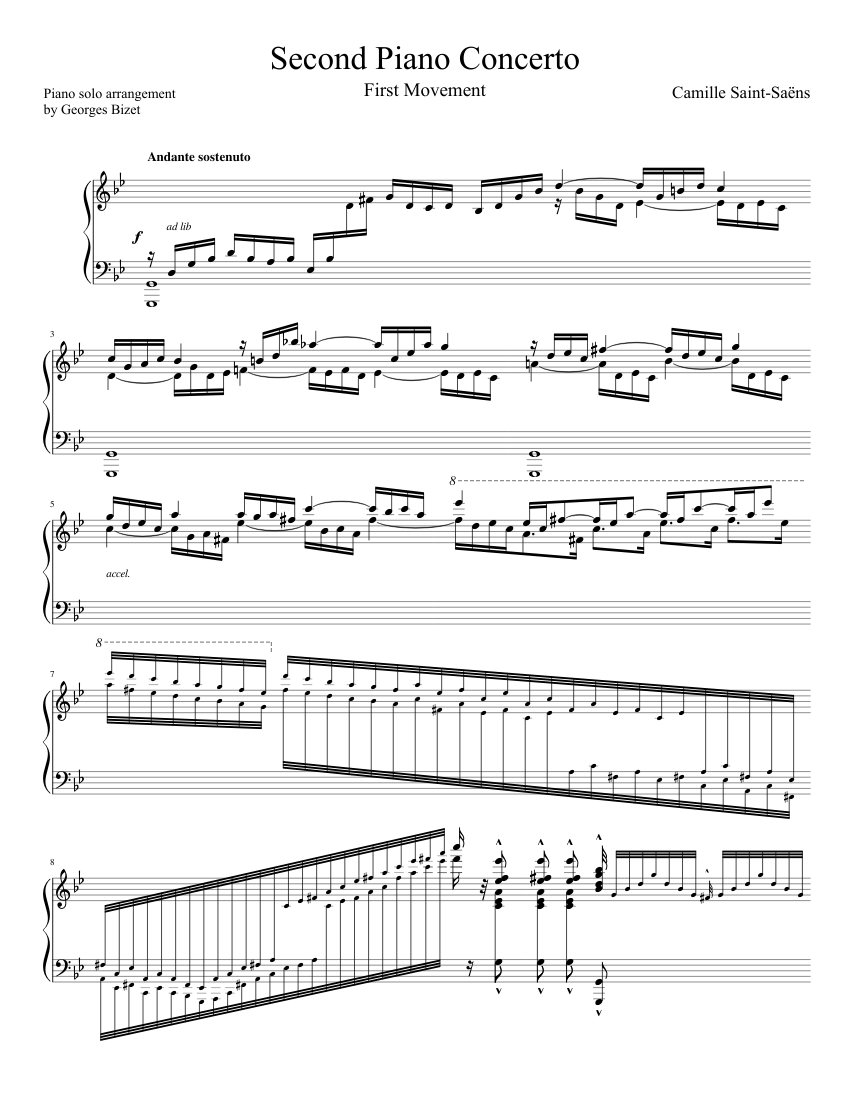 Saint-Saëns 2nd Piano Concerto (1st Movement) Piano solo Sheet