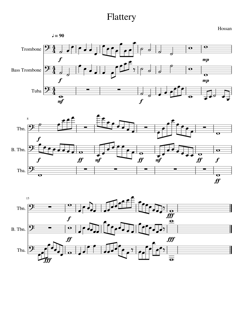 Flattery Sheet music for Trombone, Tuba, Trombone bass (Mixed Trio ...