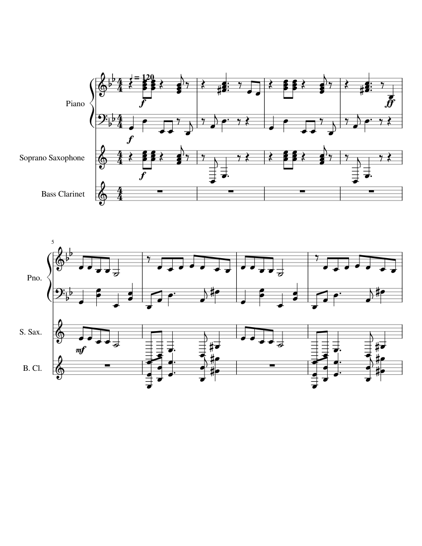 Havana Sheet music for Piano, Clarinet bass, Saxophone soprano (Mixed ...