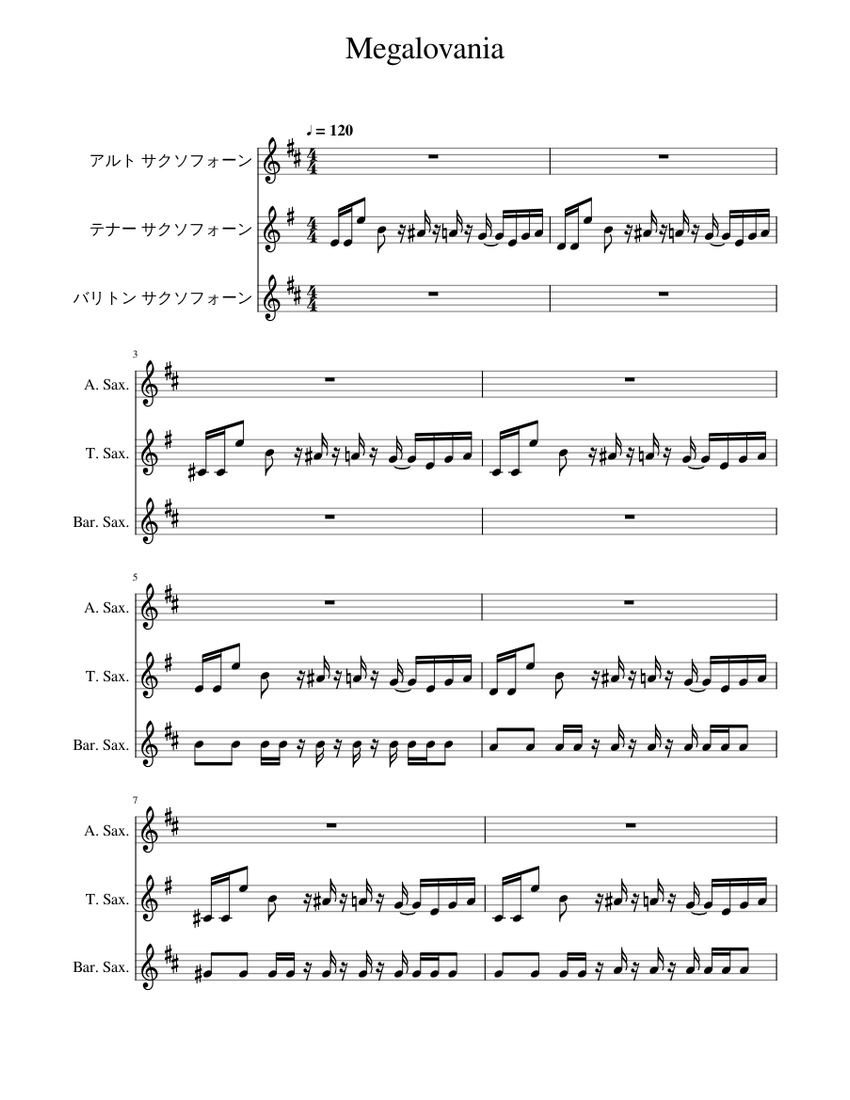 Megalovania - [Saxophone Ensemble] Sheet music for Saxophone alto ...