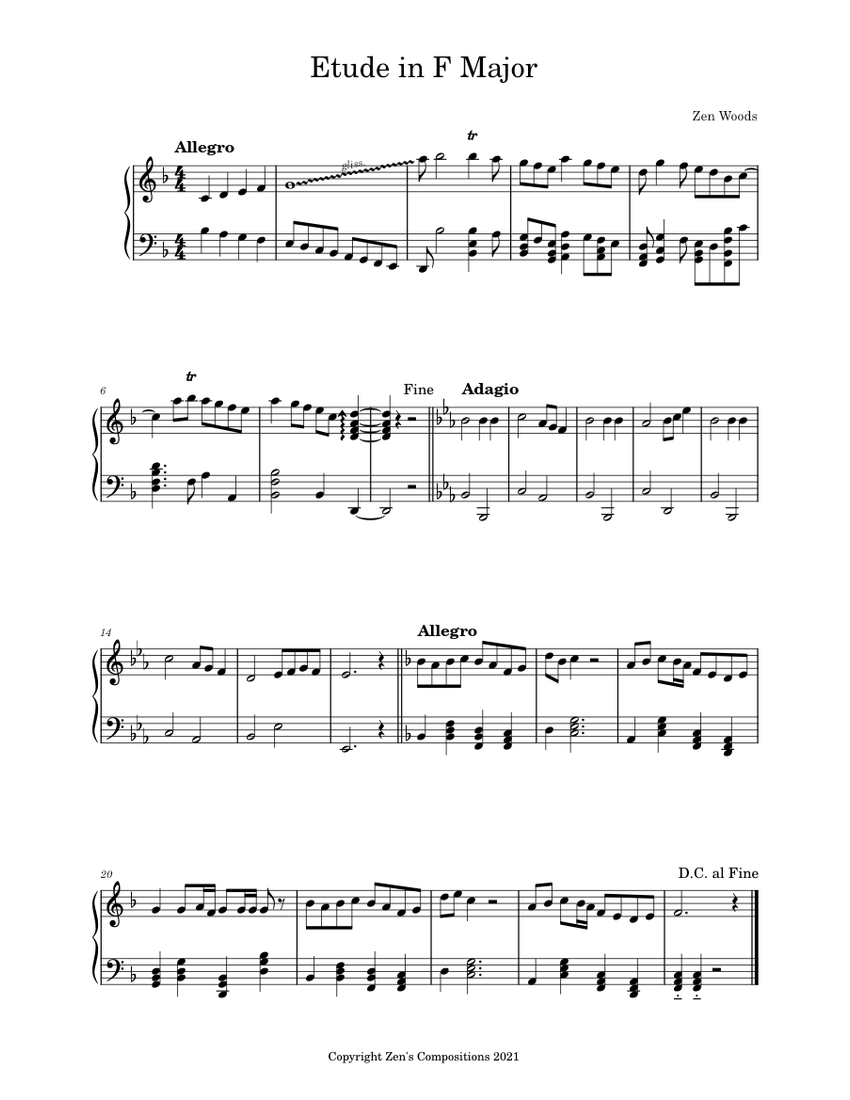 Etude in F Major Sheet music for Piano (Solo) Easy | Musescore.com