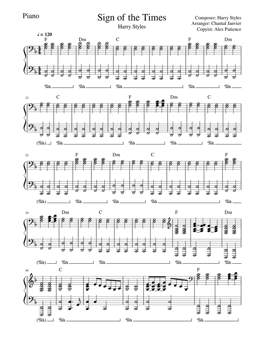 Harry Styles - Sign of the Times Piano Chords Tutorial Sheet music for  Piano (Solo) | Musescore.com