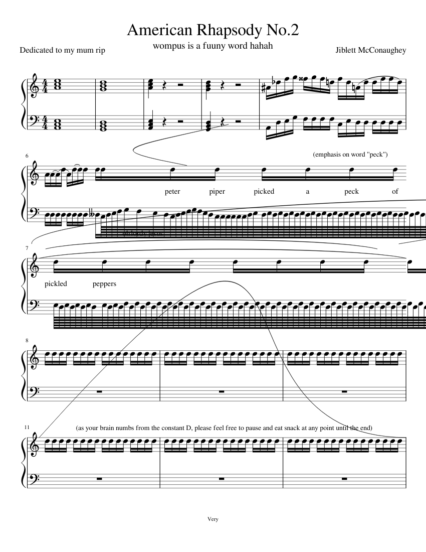 American Rhapsody No.2 Sheet music for Piano (Solo) | Download and print in  PDF or MIDI free sheet music with lyrics | Musescore.com