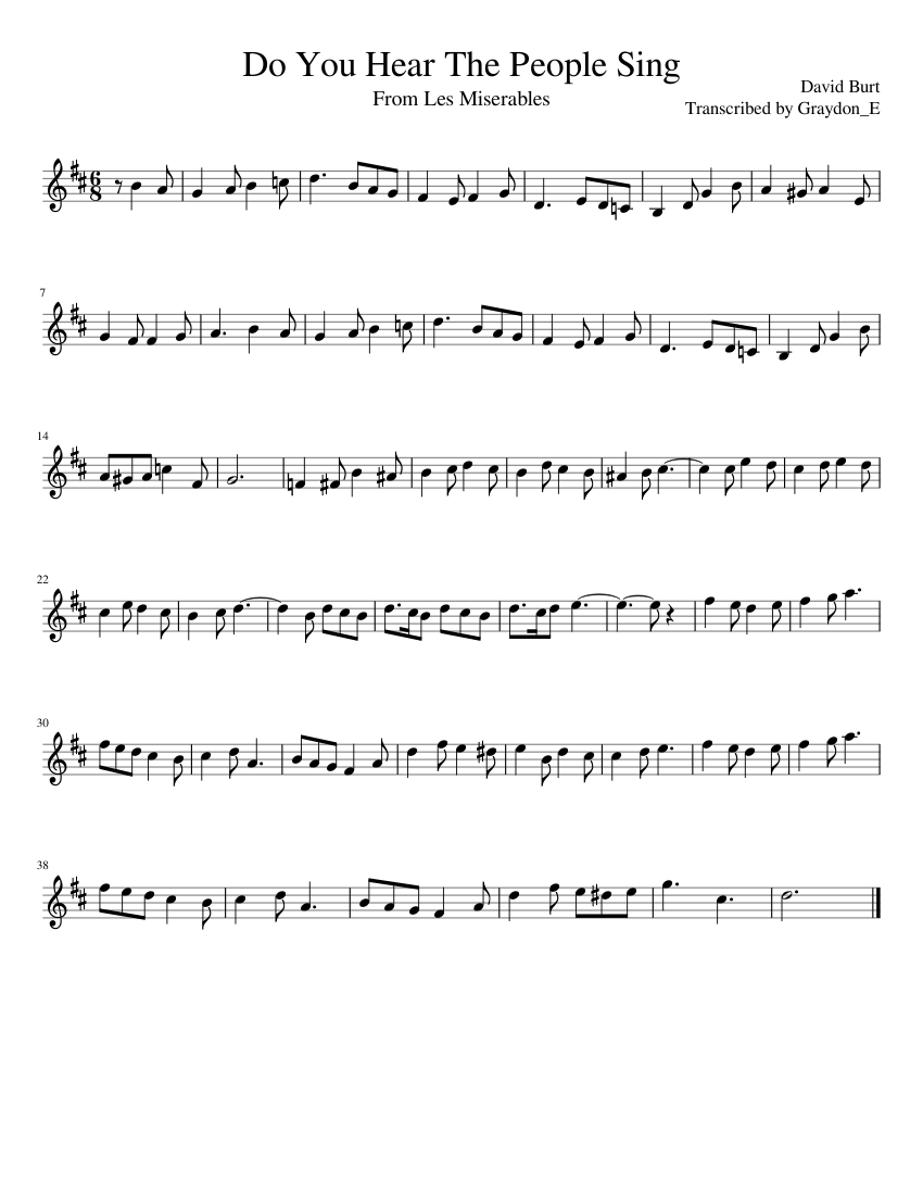 Do You Hear The People Sing From Les Miserables Sheet Music For Trumpet In B Flat Solo Musescore Com