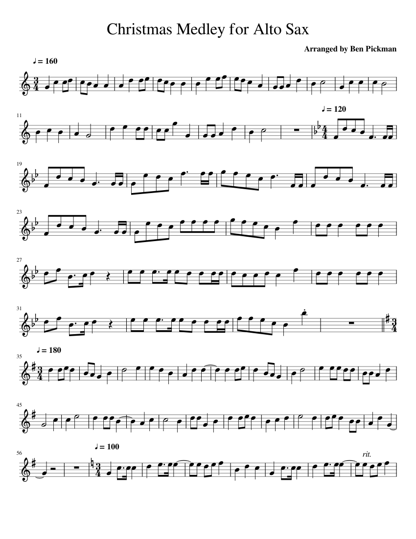 Christmas Medley for Alto Sax Sheet music for Saxophone alto (Solo)
