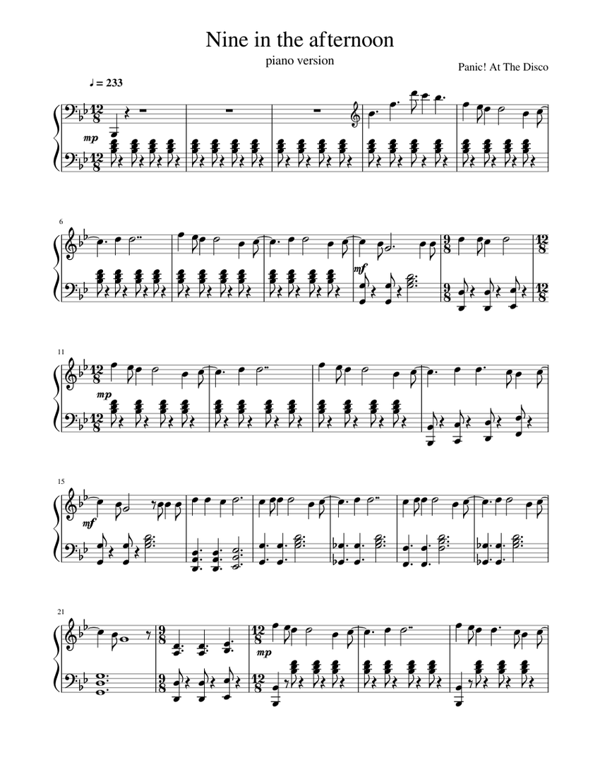 Nine in the afternoon Sheet music for Piano (Solo) | Musescore.com