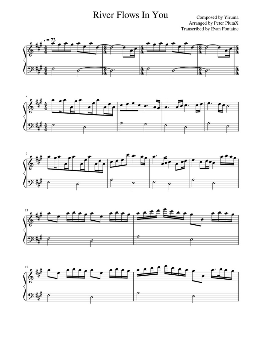 River Flows In You Yiruma Sheet Music For Piano Solo Musescore Com