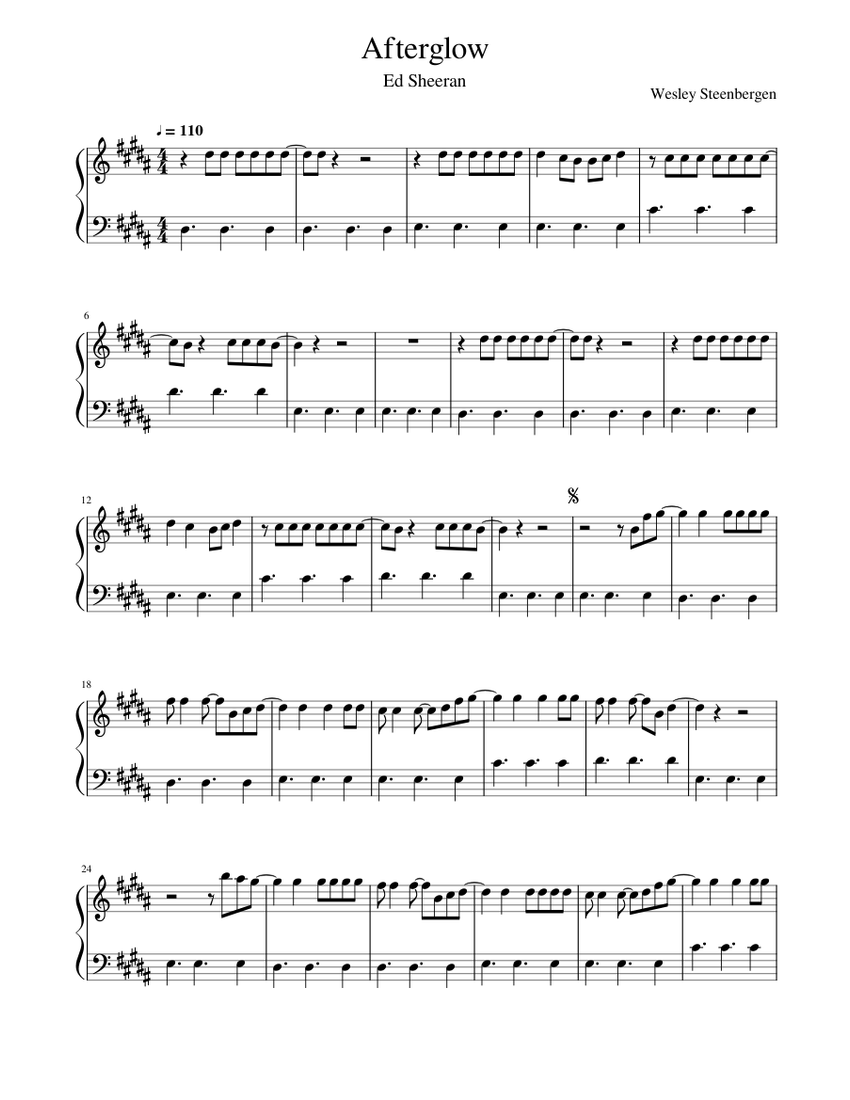 Afterglow - Ed Sheeran Sheet music for Piano (Solo) | Musescore.com