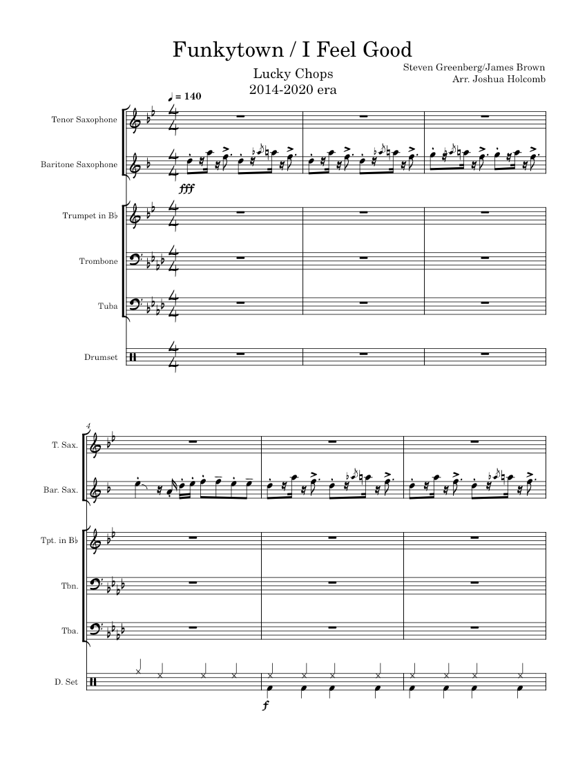 Funkytown / I Feel Good – Lucky Chops funkytown i feel good Sheet Music ...