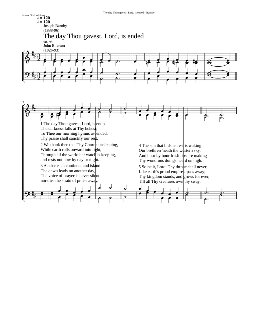 The Day Thou Gavest Lord Is Ended Joseph Barnby Sheet Music For the-day-thou-gavest-lord-is-ended-joseph-barnby-sheet-music-for