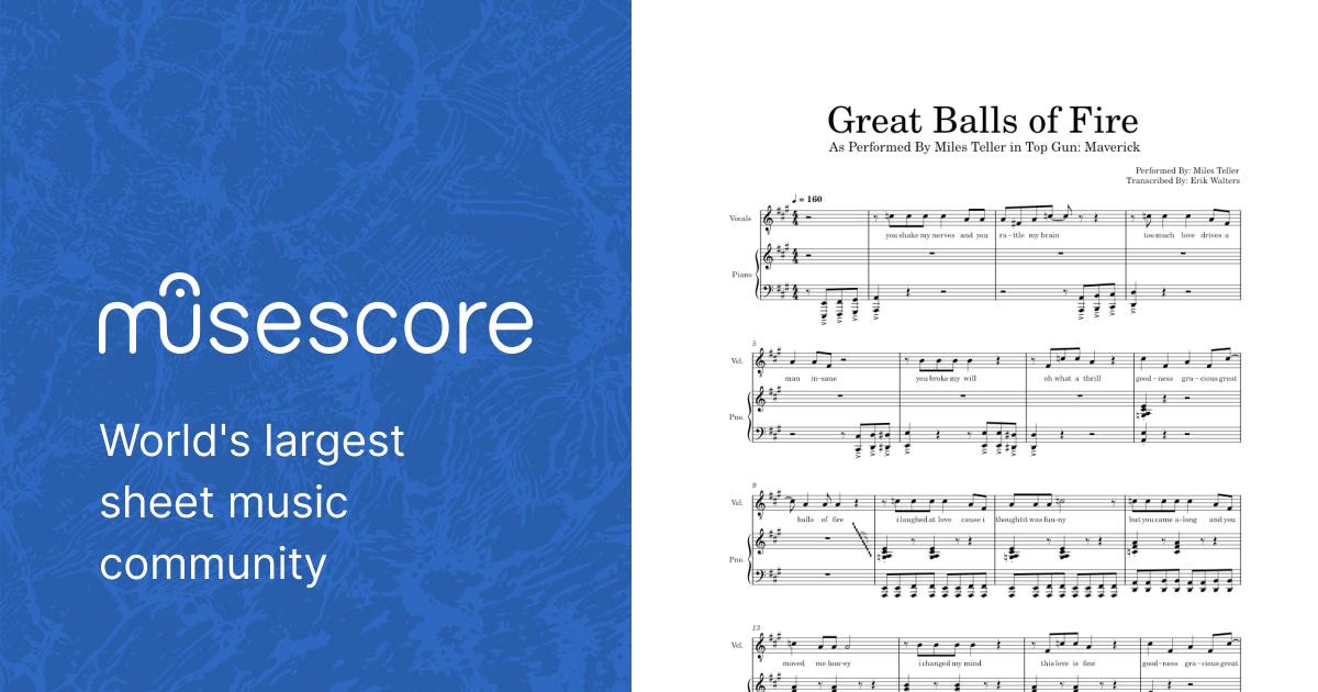 Great Balls of Fire – Miles Teller Sheet music for Piano, Synthesizer  (Mixed Duet) | Musescore.com