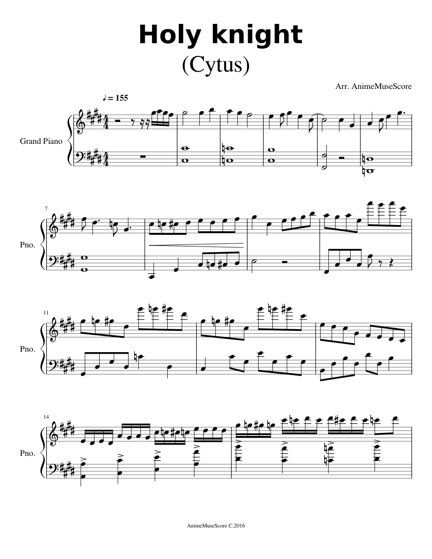 Holy Knight-Cytus Sheet music for Piano, Vocals (Mixed Quintet) |  Musescore.com