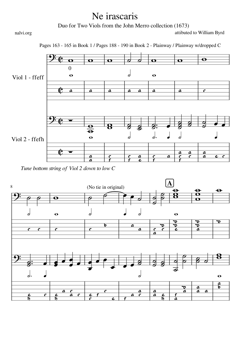 Ne Iscararis - Arrangement for 2 lyra viols (ffeff / ffefh)