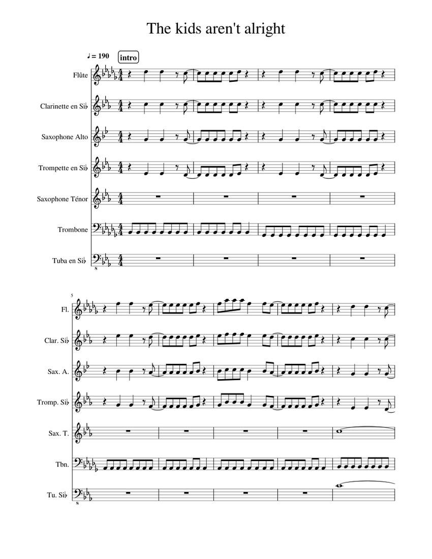 The Kids Arent Alright Sheet Music For Trombone Tuba Flute Clarinet The kids arent alright sheet music for trombone tuba flute clarinet
